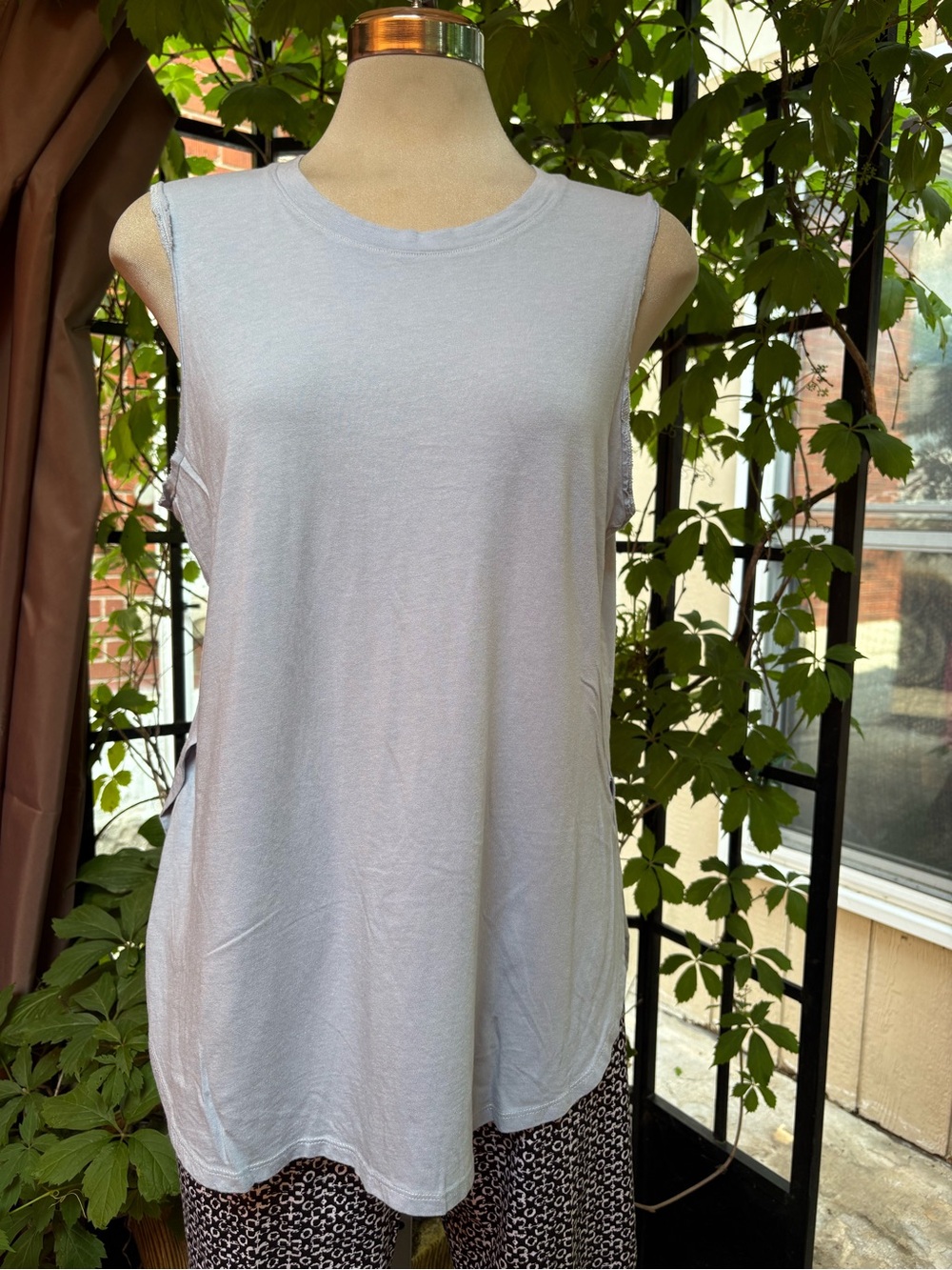 Revamped Light Blue Sleeveless Scoop Neck Tank Size L/ Grande